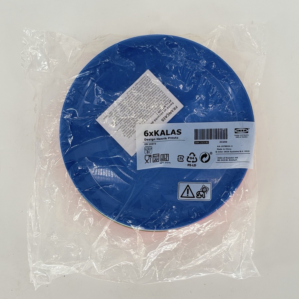 IKEA KALAS Kids Plastic Plates Set of 6 Multicolor BPA Free New Bright Rainbow